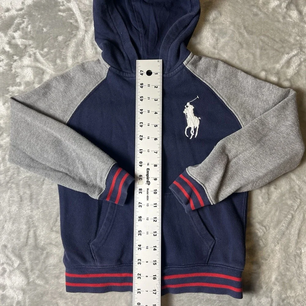 Polo Ralph Lauren Kids Hoodie Size 7 Big Pony Vintage Zip Front Red Preppy
